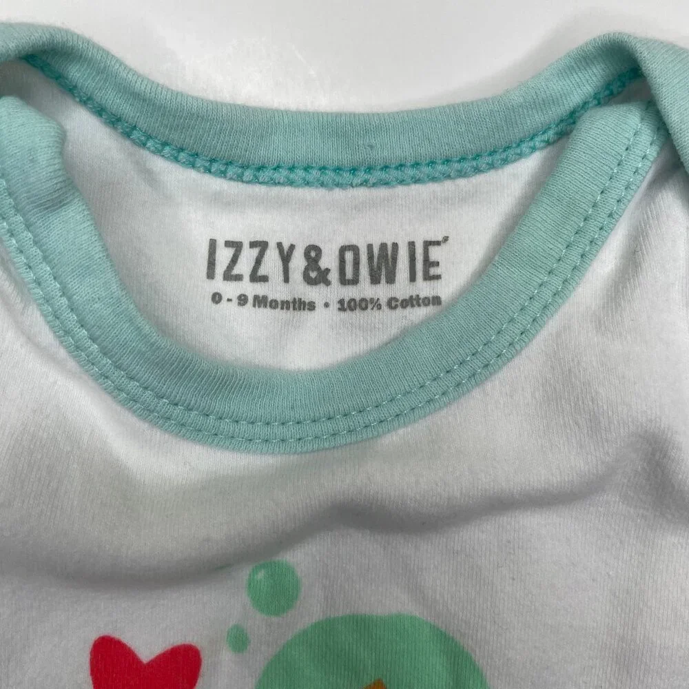 Izzy & Owie Cotton Mermaid Tail Baby Gown Sleeper 0-9 Months Teal Green Scales